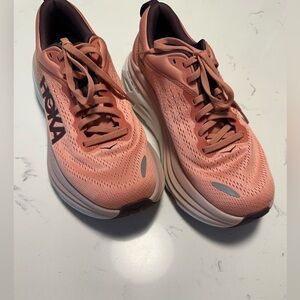 Hoka Bondi 8 Running Athletic Sneakers in Earthenware / Pink Clay 7